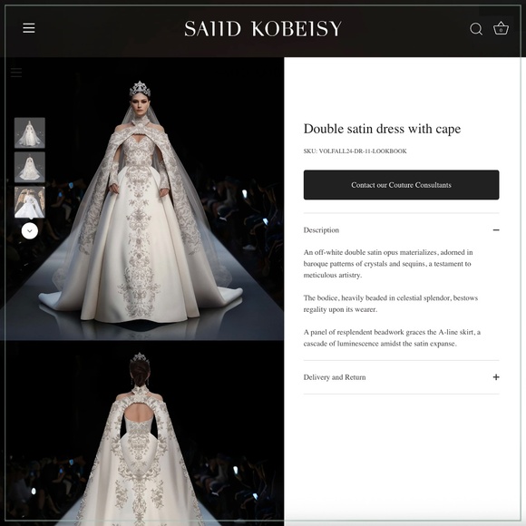 $30,500 Saiid Kobeisy Crystal Beaded Double Satin Runway Bridal Gown and Cape - Picture 8 of 16